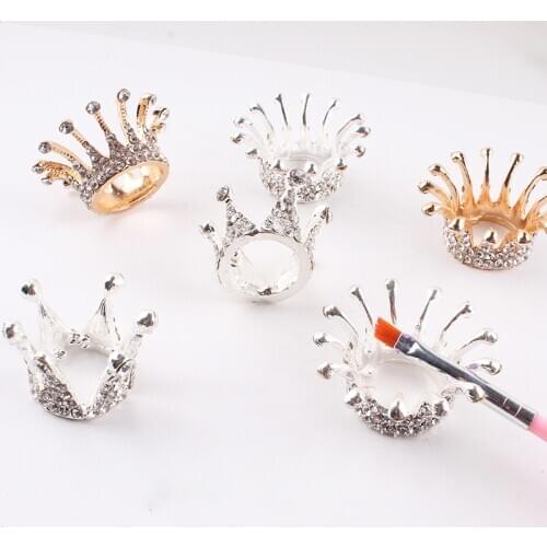 1pc Retro Manicure Brush Pen Holder Nail Art Brush Painting Pen Diamonds Crown Shape Pen Brush Holder Nail Art Accessories Tools