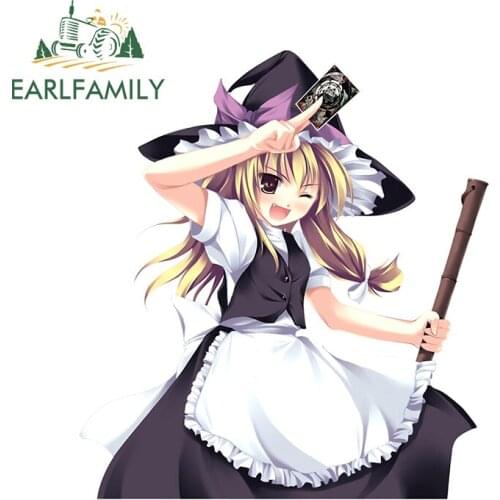 EARLFAMILY 13cm x 11.7cm for Marisa Kirisame Camper Car Stickers Anime Window Decals Vinyl Car Wrap Suitable for Fold GTR EVO SX