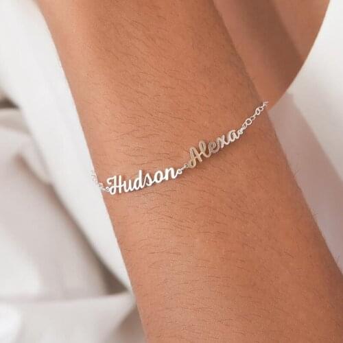 Personalized custom stainless steel multiple name bracelet letter bracelet fashion temperament trend womens jewelry best gift