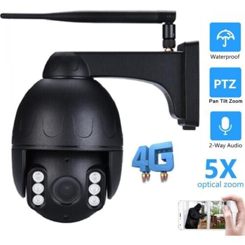 HD 2MP 5MP 4G MiFi SIM Card IP Camera 1080P PTZ 5X ZOOM H.264/H.265 Auto Cruise Tour Rotating CCTV Security Cameras 128G Storage