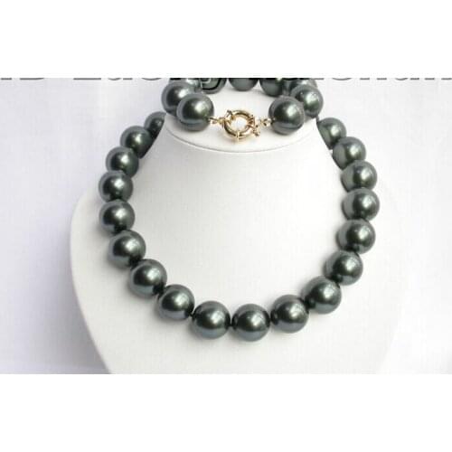 20mm black south sea shell pearls necklace bracelet set ^^^@^Noble style Natural Fine jewe SHIPPING