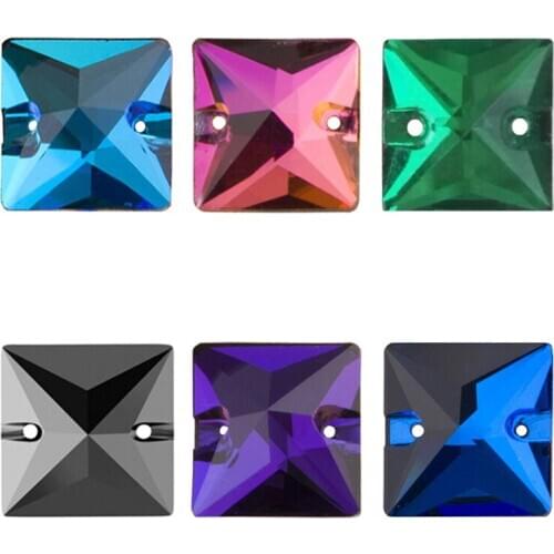 YANRUO 3240 Square AAAAA Flat Back Sewn Stones DIY Glass Strass Crafts Crystal Sew On Rhinestones For Dress Decoration