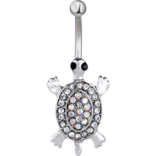 Medical Stainless Steel Belly Button Rings Body Jewelry Piercing Crystal Tortoise Piercing Navel Ombligo Earrings Body Jewelry
