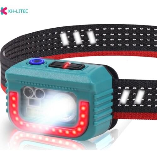 Powerful LED Headlight Sensor Head Light Red/Yellow/White light USB Rechargeable Headlamp Head Torch Waterproof for Camping Hiki