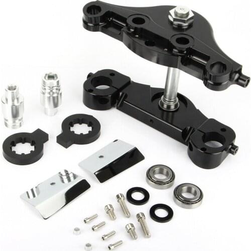 Motorcycle CNC Billet KO Raked 21" 23" Wheel Triple Trees Kits 11 Degree for Harley Touring FLT FLHX 1997-2013