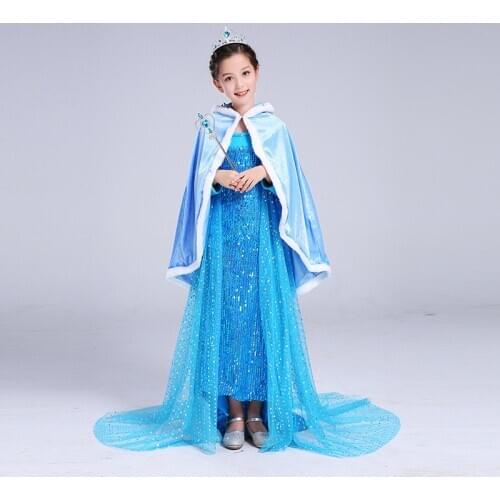 Girls Snow Queen Anna Princess Elsa Queen Cape Cloak Cute Shawl Children Winter Clothes