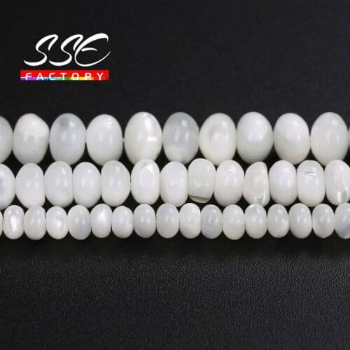 Natural White Shell Beads Wheel Shape Spacer Loose Beads 15" Strand 3x4mm 4x6mm 5x8mm Size Pick For Jewelry Making Bracelets