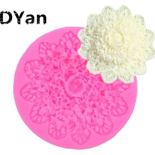 New Fondant Lace Flower Cake Silicone Mold Chocolate Mold DIY Cake Baking Decoration Tool A1620