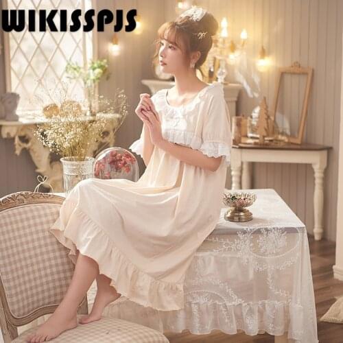 WIKISSPJS 2021 NEW Sleepwear for Teen Girls Summer Style Home Wear Short Sleeve Nightdress Home Wear women sleepwear