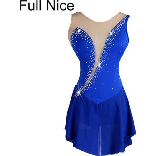 New Figure Skating Dress Women Child Girl Ice Skating Dress Rhinestone Sleeveless Sequin Performance Kids Practise Costume