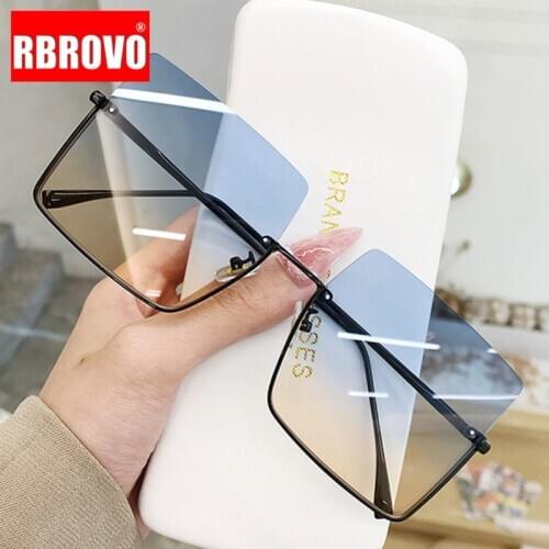 RBROVO 2021 Rimless Oversized Sunglasses Women Square Sun Glasses Women Vintage Eyeglasses Women/Men Mirror Oculos De Sol Gafas