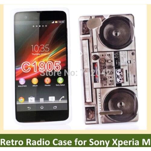 OEEKOI Vintage Style Radio Print Soft TPU Cover Phone Case for Sony Xperia M C1904 C1905 Free Shipping