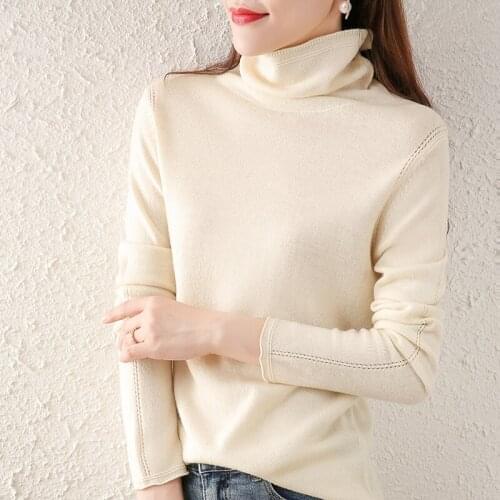Fall/winter new style pure wool turtleneck sweater Slim pure color pullover simple inside with ladies bottoming shirt