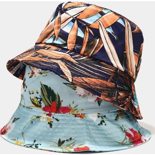 New Flower Pattern Bucket Hat Fisherman Hat Womens Summer Outdoor Beach Cap Leisure Sun Protection Hat Unisex Panama Bob Cap