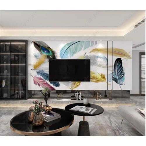 Custom photo wallpaper for walls 3 d mural Marble new Chinese style light luxury feather background wall papers home decoration