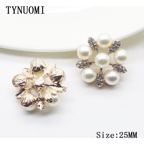 Direct Sales 10pcs / lot25MM Alloy Pearl Button Metal Clothing Accessories DIY Wedding Decoration Embellishment Buckle