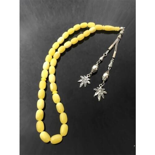 Pres Amber Rosary Round Cut Yellow Color Metal Tassels