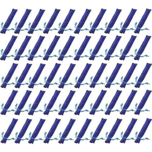 50 Pcs Blue Velvet Pen Pouch Sleeve Holder Single Pen Bag Case Pencil Bag