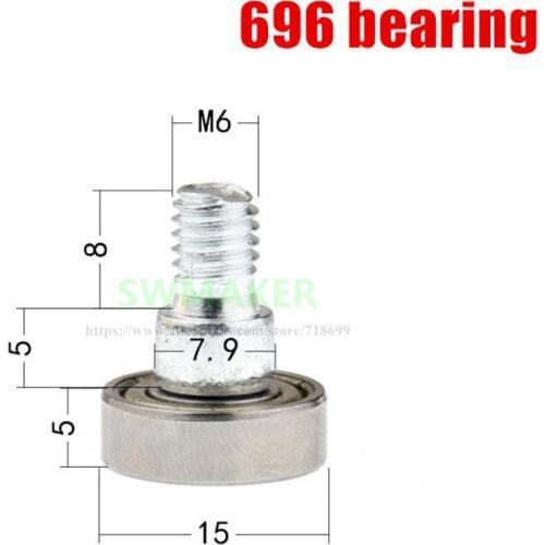 SWMAKER 10pcs bearing 696 with M6 screw , outer thread guide 696 bearing roller wheel guide wheel