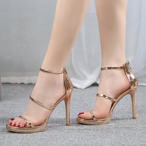 Womens high heel summer 2021 fashion sexy party open toe Ankle strap 10cm thin heel shoes with platform medel elegant 34-41
