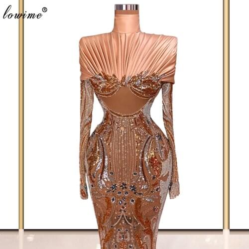 Long Sleeves Special Pattern Evening Dresses Mermaid Dubai Evening Gowns For Women Turkish Couture Celebrity Dresses Vestidos