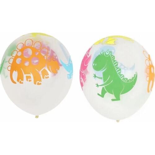 10 PC Assorted Print Dinosaur Dino Party Birthday Cute Latex Clear Balloons Kids Childrens Favorite Balloon