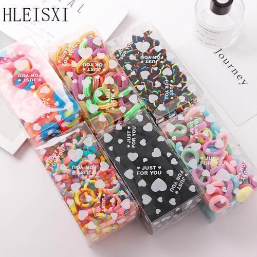 100 PC/Lot Fashion Colorful Cute Ponytail Children Elastic Hair Bands Casual Headwear For Kids Hair Accessories Ties Sale