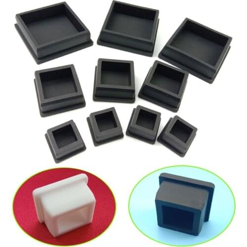 10PCS Square Silicone Rubber End Caps Blanking Plugs Tube Box Section Insert Black and White
