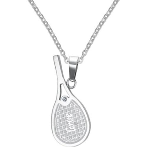 2021 Trendy Stainless Steel Aterial Simple Fitness Expert Tennis Racket Personalized Pendant NecklaceSuitable For Women And Men