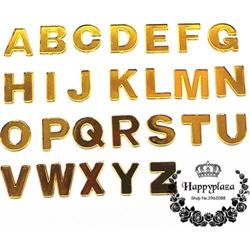 26PCS/Set Cute Gold Acrylic A-Z Letters Charm Flatback Cabochon Embellishment Accessories DIY Craft Scrapbooking,High 2cm