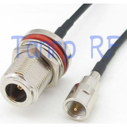 6in FME male plug to N female with nut bulkhead RF connector adapter 15CM Pigtail coaxial jumper cable RG174 extension cord
