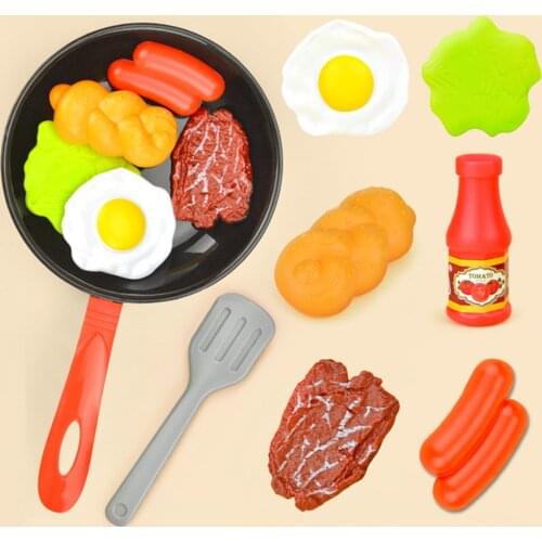 7pcs/set Plastic Children Pretend Play Kitchen Toy Set Miniature Kitchen Simulation Food Cookware Pot Pan Cooking Play House Toy