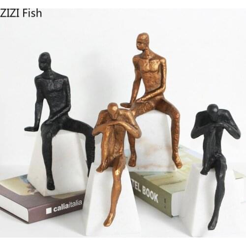 Thinker Abstract Figures Cast Iron Character Ornaments Living Room Decoration Minimalist Figure Statue Home Decoration Modern