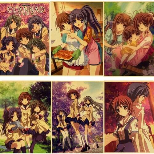 Anime CLANNAD Retro Poster Kraft Paper Sticker For Wall Art Bar Library Restaurant Painting Home Decor