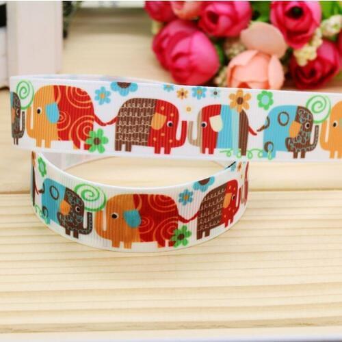 7/8'' Free shipping elephant printed grosgrain ribbon headwear hair bow diy party decoration wholesale OEM 22mm B1274