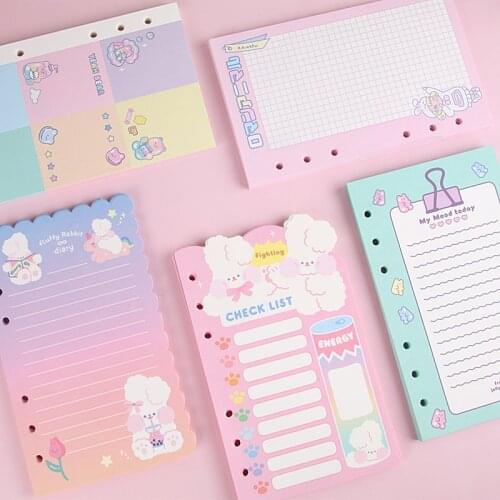 A6 Notebook Inside page 6 Ring Journal Spiral Replacement Journal Cute Note Book Weekly Grid Blank Diary Paper free shipping
