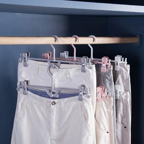 Trouser Storage Skirt Rack Pants Clips Plastic Hangers Home Storage Wardrobe Shelf Space Saving Organizer