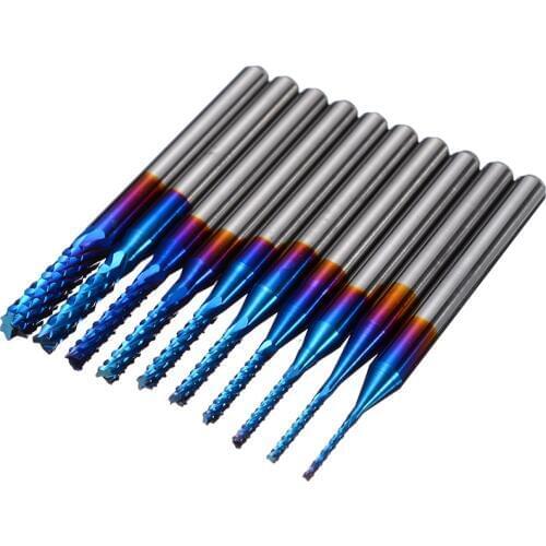 10pcs 3.175mm Shank Solid Carbide End Mills CNC Carving Bit Engraving Router Bits Wood Metal Milling Cutters
