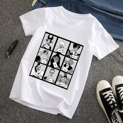 Disney Villain T-shirt Bad Girl Stepmother Womens Print Cartoon Casual Short Sleeve Gothic T-shirt Femme Tees Aesthetic Clothes