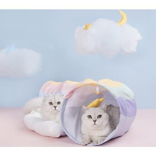 Exquisite pendant rainbow cat tunnel cat bed two-in-one design cat channel rolling dragon removable and washable cat nest four s