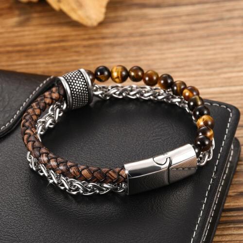 Jiangmingao Men's Leather Bracelets