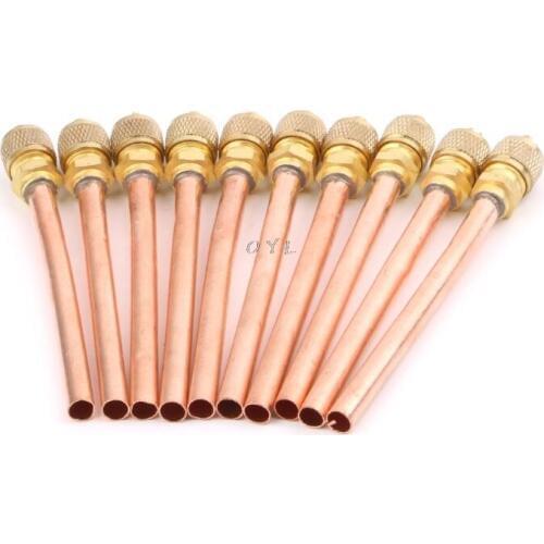 10pcs Air Conditioner Refrigeration Access Valves 6mm OD Copper Tube Filling Parts