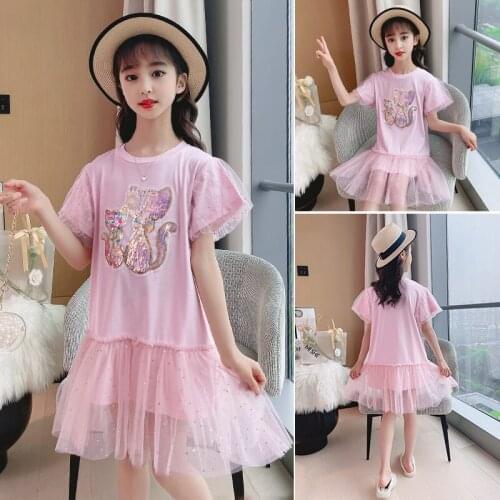 Girls Plaid Dress 2021 Summer New Korean Childrens Western Style Comfortable Breathable Kid Princess Skirt GD69