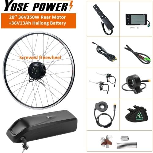 Ebike Kit Electric Bike With Battery 36V 350W 28''(700C) Black Rear Wheel Hub Motor for Electric Bike Conversion Kit