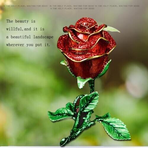 Creative metal diamond rose jewelry box jewelry gift box drip metal craft home accessories crafts ornaments gifts