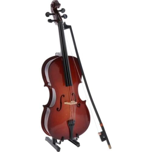 1/6 Scale Doll House Wooden Musical Instrument Figurine Play Music Cello Set for Dollhouse Life Scenes Decor