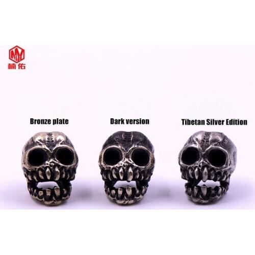 1pc Brass Skull Knife Beads Pendant EDC Tools Outdoor Umbrella Rope Accessories Paracord Bead