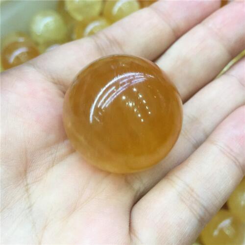 Natural orange calcite stone sphere citrine crystal iceland gemstone ball around for crystal meditation reiki 30mm