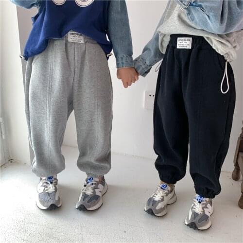 2020 Autumn and Winter New Korean Childrens Casual Pants Boys and Girls Label Sweatpants Gymnastic Pants Fashion Girls Clothing