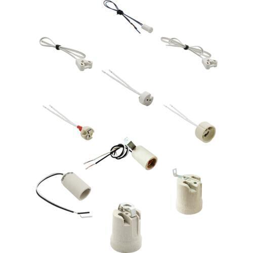 4 pcs/lot T8 GU10 GU5.3 MR16 G4 Lamp Holder T8 Light Cap Connecting Line 30cm 120cm Lamp Socket Cable E27 E14 Ceramic Lamp Base